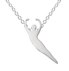 Sterling Silver Male Ballet Dance 5th Pas de Poisson Pendant and Chain - TimeLine Gifts