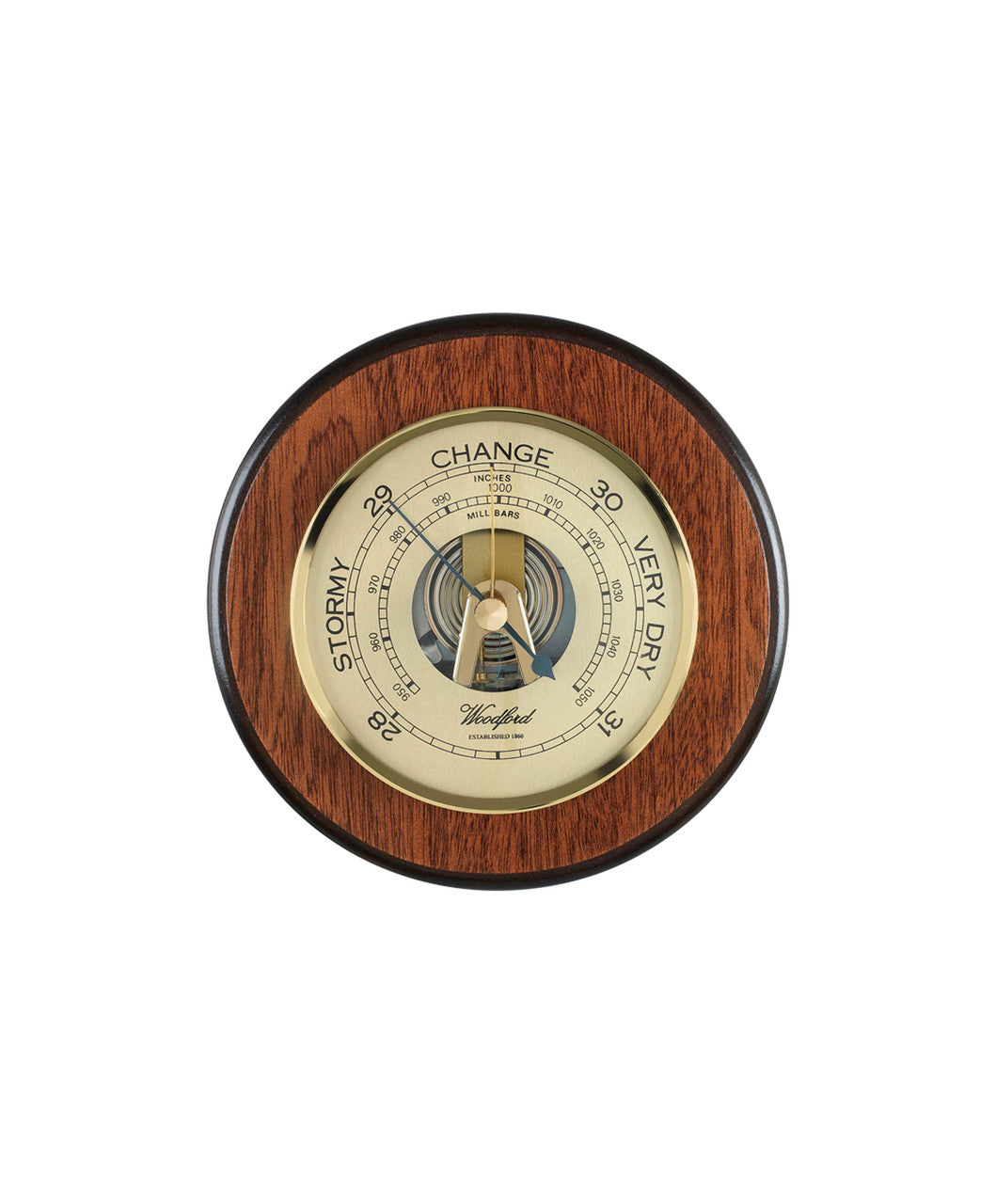 Veneered Circular Barometer - Distinctly British