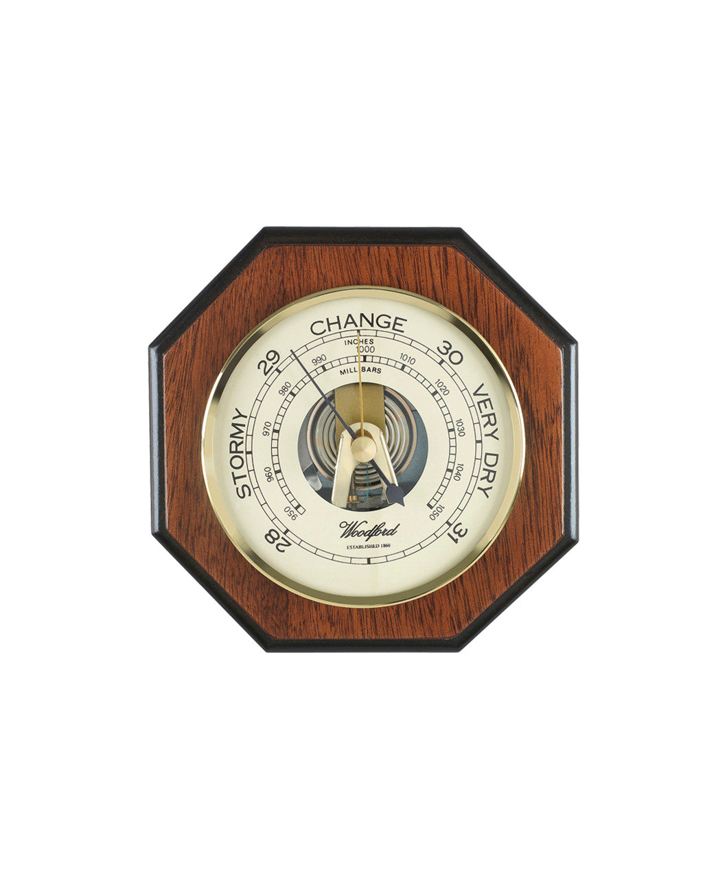 Veneered Octogonal Barometer - Distinctly British