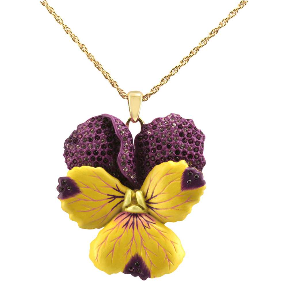 Violet Flower Pendant (Large) - February Birth Flower Necklace - Distinctly British
