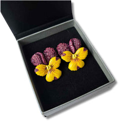 Violet Flower Earrings (Large) - February Birth Flower Earrings - Distinctly British