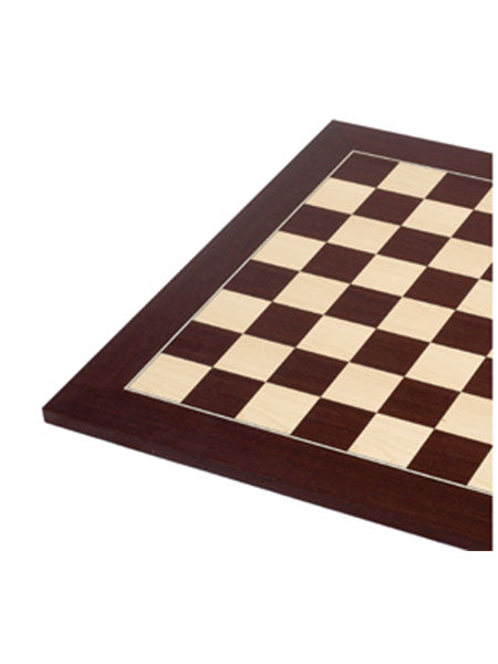 Chess Board 55cm - Wengue & Maple, featuring close-up of intricate wooden pattern, showcasing hand-polished craftsmanship with Wengue and Maple veneers. Pieces not included.