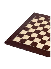 Chess Board 55cm - Wengue & Maple, featuring close-up of intricate wooden pattern, showcasing hand-polished craftsmanship with Wengue and Maple veneers. Pieces not included.