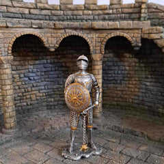 15th Century Metal Knight with Shield and Flail