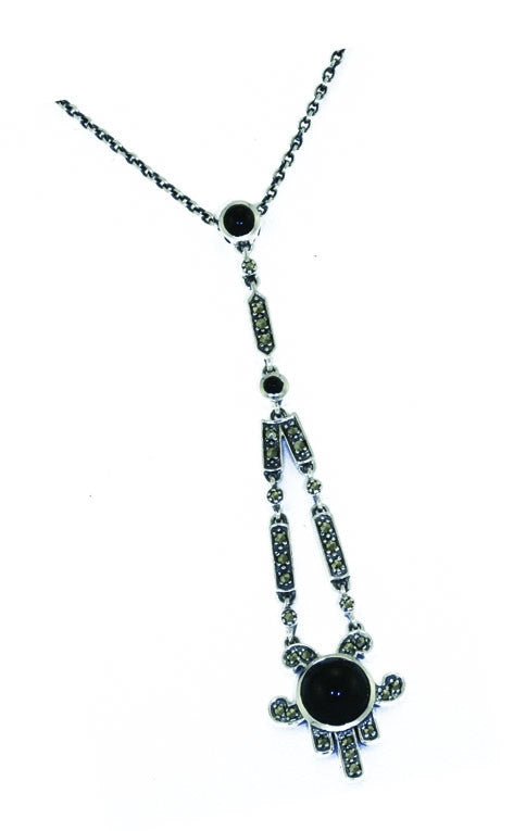 Silver Art Deco Pendant With Black Onyx - Distinctly British