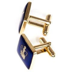 Blue Enamelled Crown Cufflinks - TimeLine Gifts