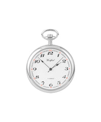 Woodford Chrome Plated Mechanical Pocket Watch with Arabic White Dial - Distinctly British