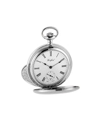 Woodford Chrome Plated Mechanical Pocket Watch with Twin Lid and Skeleton Back - Distinctly British