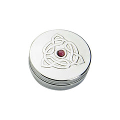 Celtic Treasures Trinket Box - Crafted in Pewter with Embossed Celtic Triangle and Amethyst Accent - Distinctly British