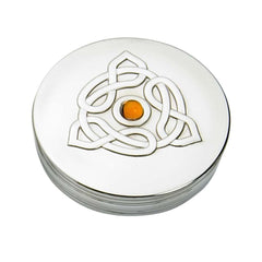 Celtic Treasures Trinket Box - Crafted in Pewter with Embossed Celtic Triangle and Topaz Accent - Distinctly British