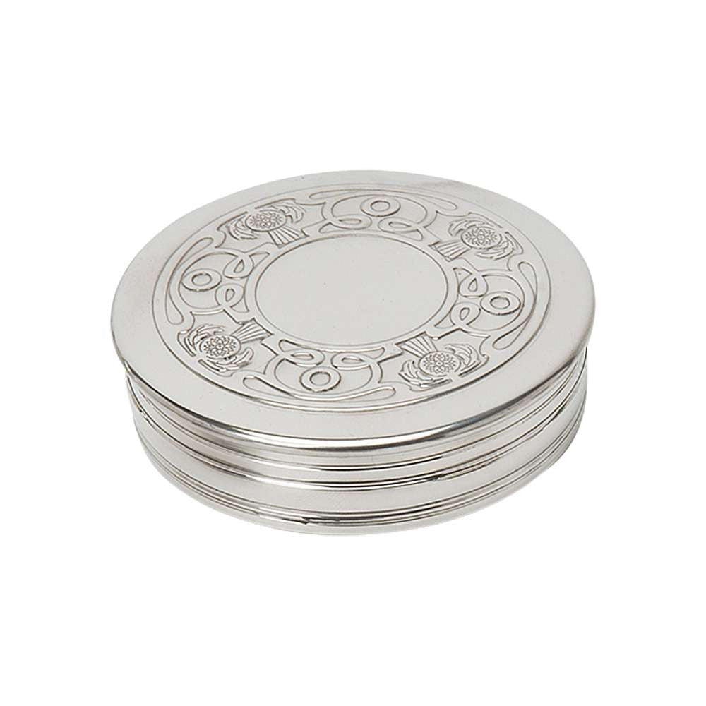Celtic Treasures Trinket Box Large - Crafted in Pewter with Embossed Celtic Outer Thistle - Distinctly British