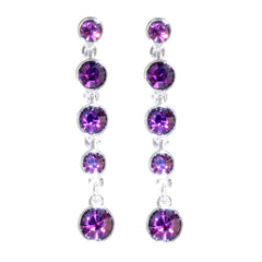 Crystal Fringe Tiara Earrings - Amethyst - TimeLine Gifts