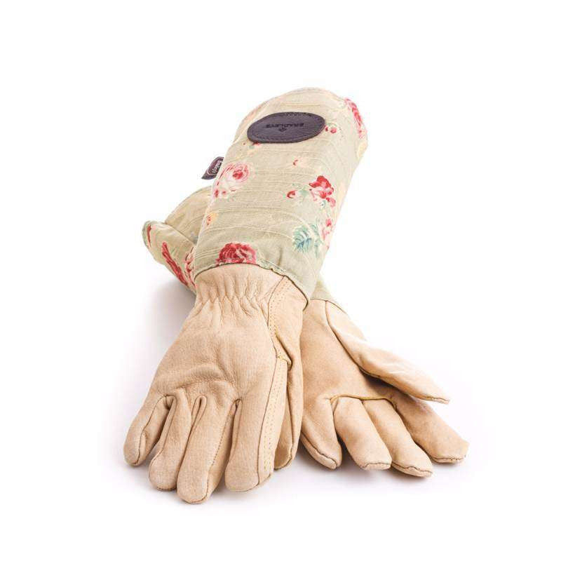 Floral English Leather, Linen Gardening Gloves - Distinctly British