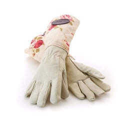 Floral English Leather, Linen Gardening Gloves - Distinctly British