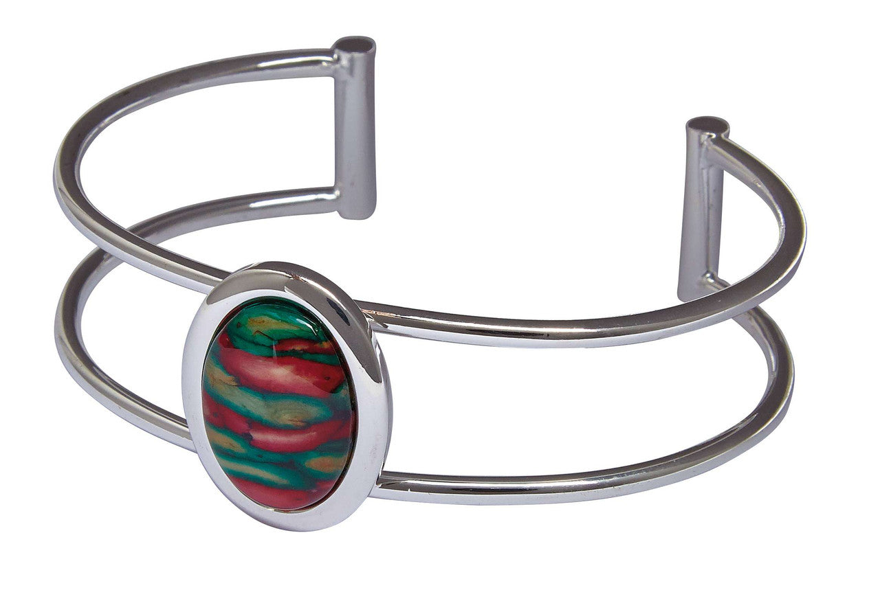 Heathergem - Double Bar Silver Plated Bangle - Distinctly British