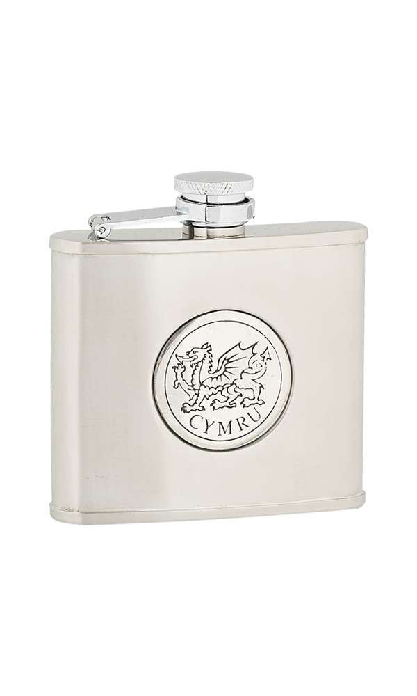Hip Flask - Stainless Steel Cymru - Distinctly British