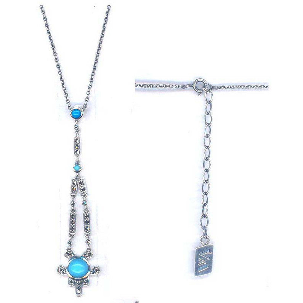 Silver Art Deco Turquoise Pendant - Distinctly British