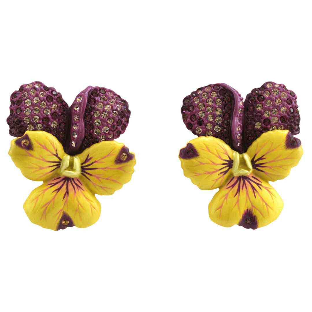 Violet Flower Earrings (Large) - February Birth Flower Earrings - Distinctly British