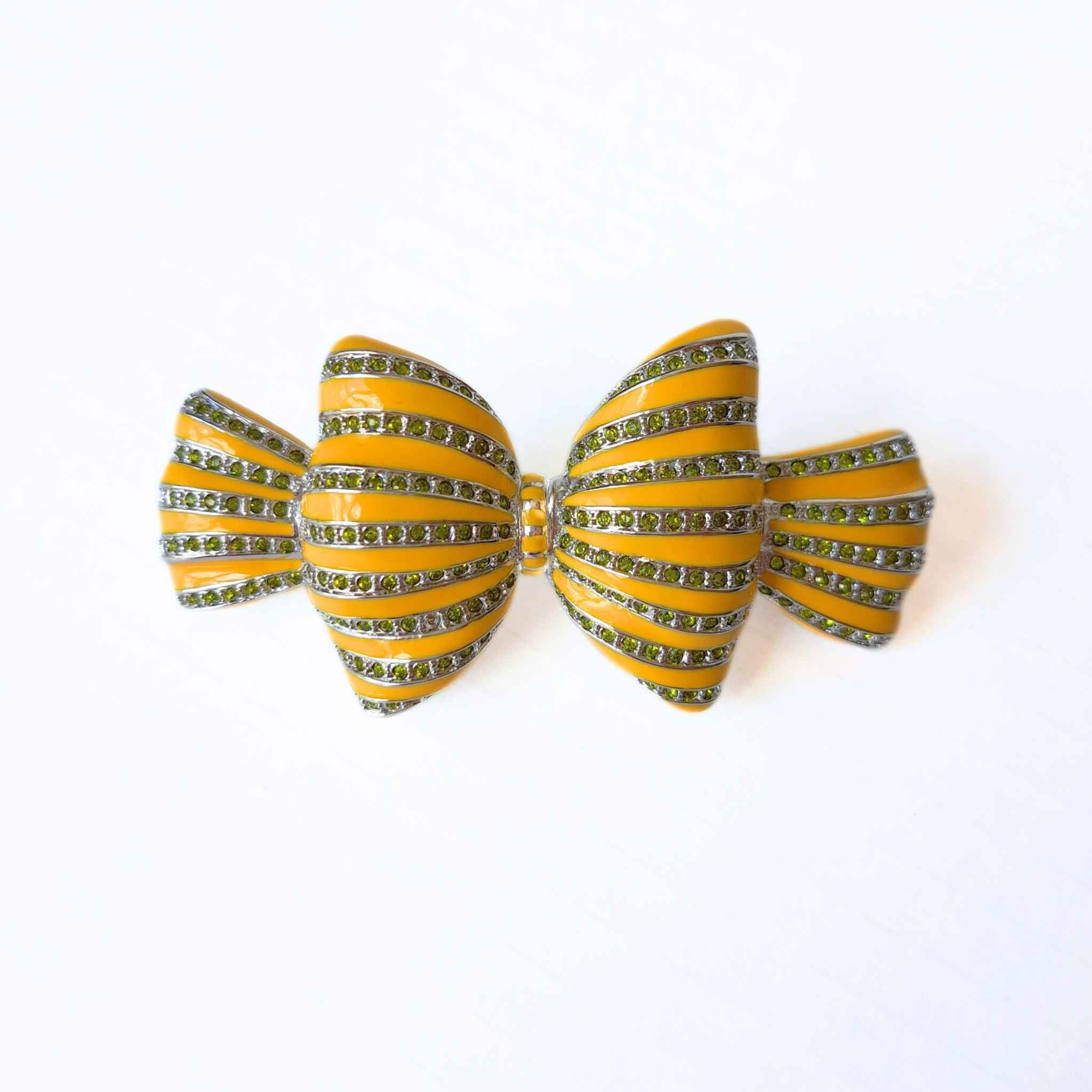 Bow Yellow Enamel and Crystal Hair Clip