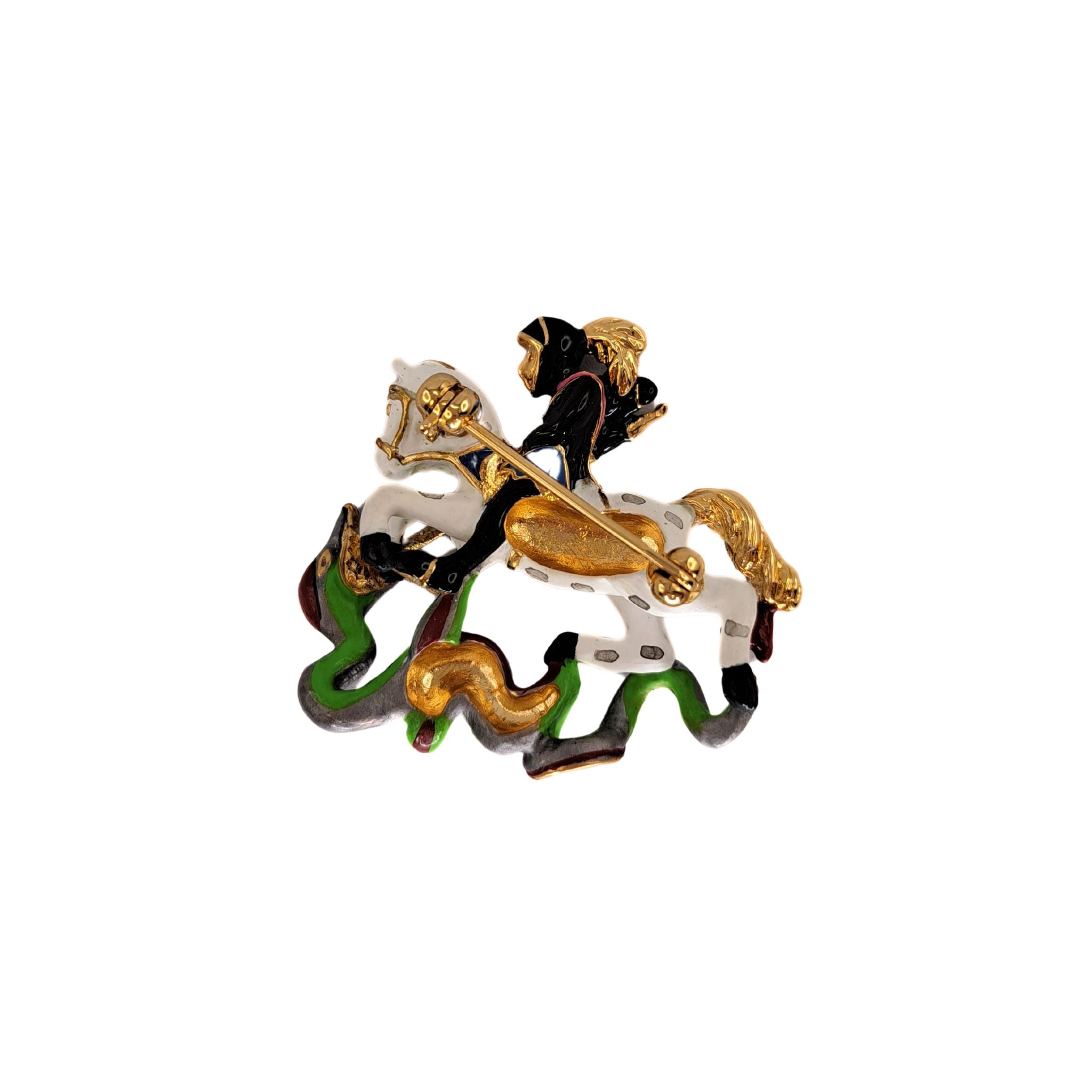 St George and The Dragon Brooch Back view