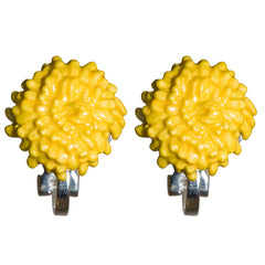 November Chrysanthemum Birth Flower Clip-On Earrings