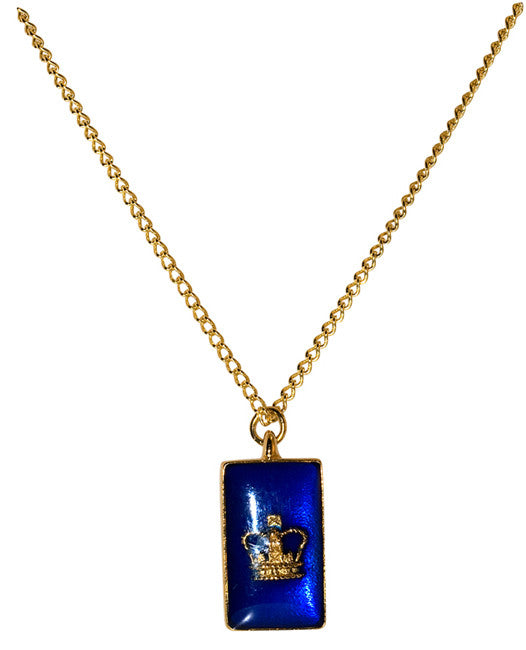 Blue Enamelled Crown Pendant - TimeLine Gifts