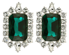 British Crown of India Emerald Crystal Clip On Earrings - TimeLine Gifts