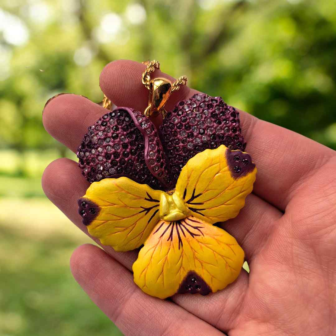 Violet Flower Pendant (Large) - February Birth Flower Necklace