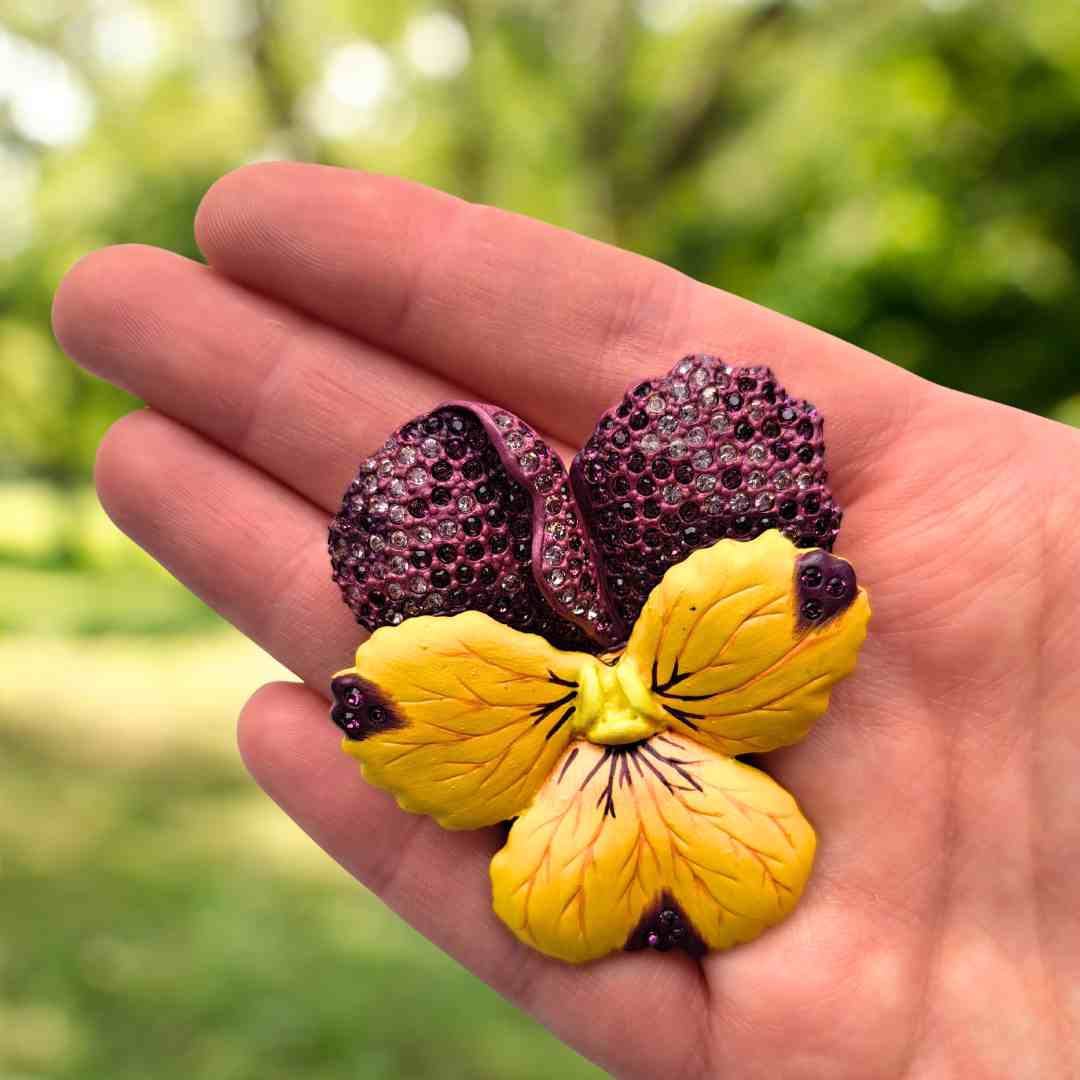 Violet Flower Brooch (Large) - February Birth Flower Brooch