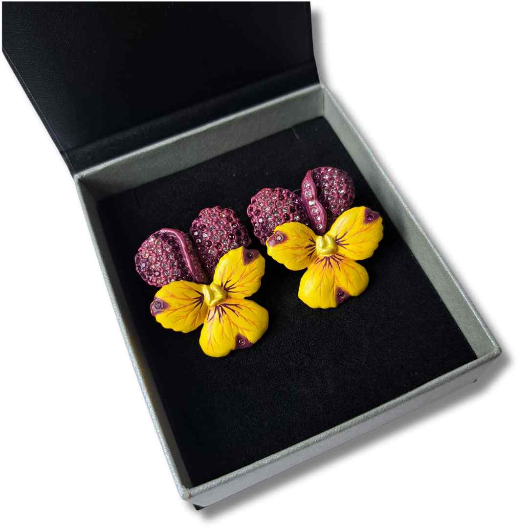 Violet Flower Earrings (Large) - February Birth Flower Earrings