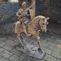 Armoured horse metal knight close up