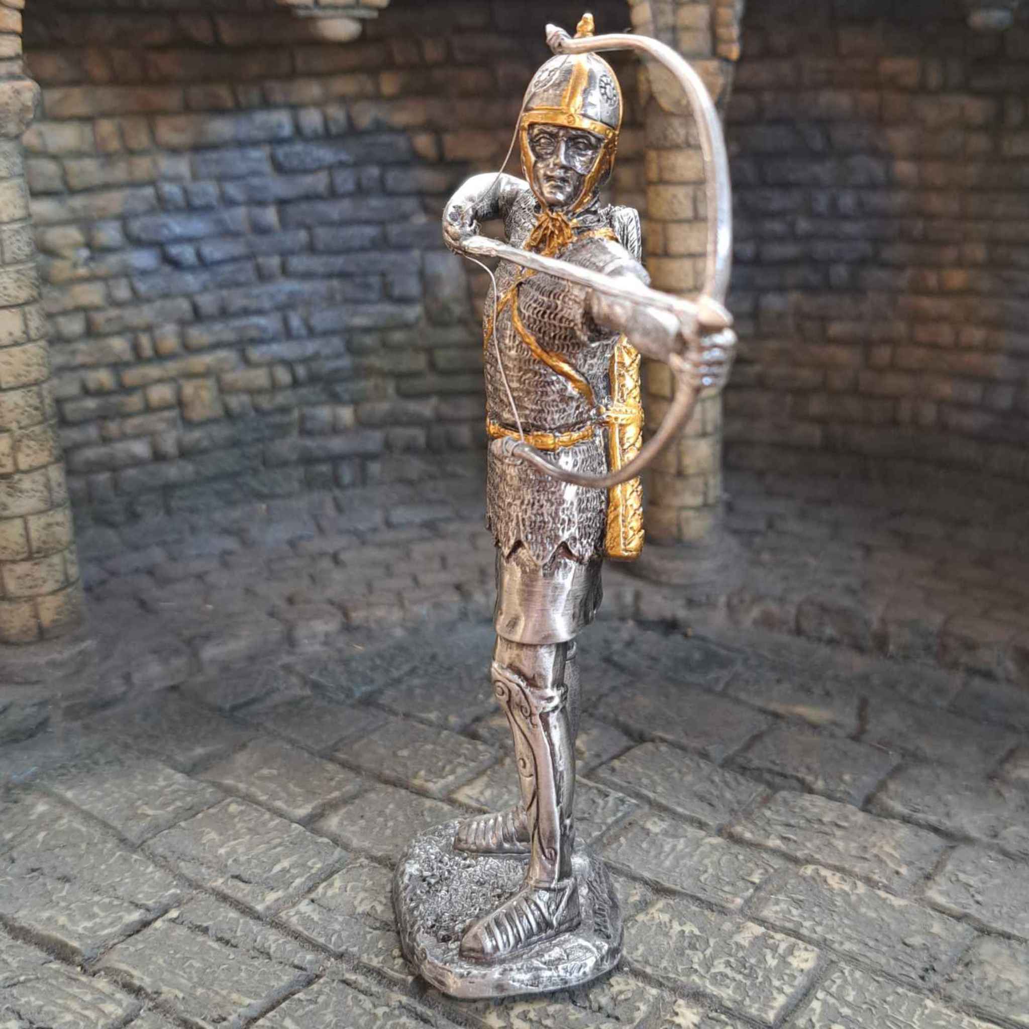 Medieval archer metal knight side view