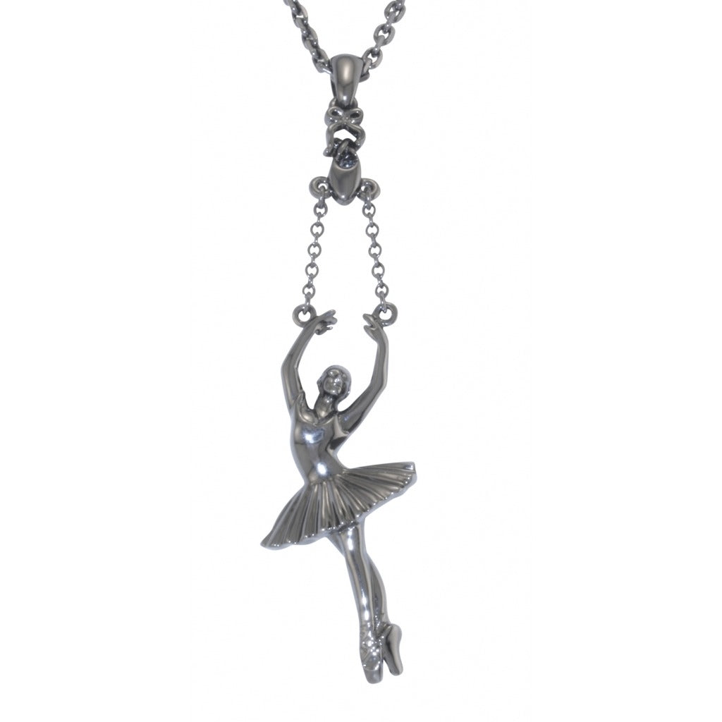 Ballerina Releve Arms 5th Pendant - Hematite Plated