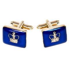 Blue Enamelled Crown Cufflinks