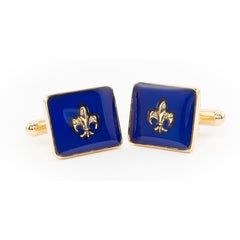 Blue Enamelled Fleur Cufflinks - TimeLine Gifts