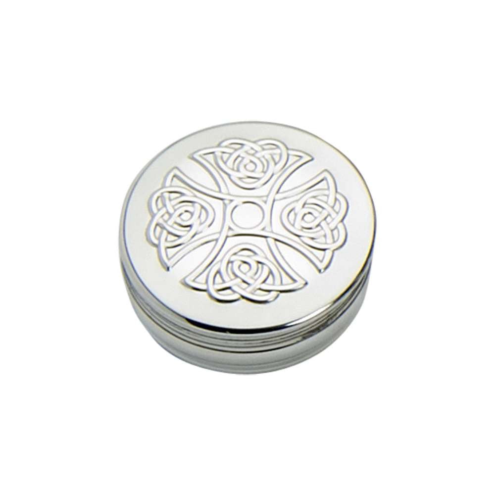 Celtic Treasures Trinket Box - Crafted in Pewter with Embossed Celtic Cross