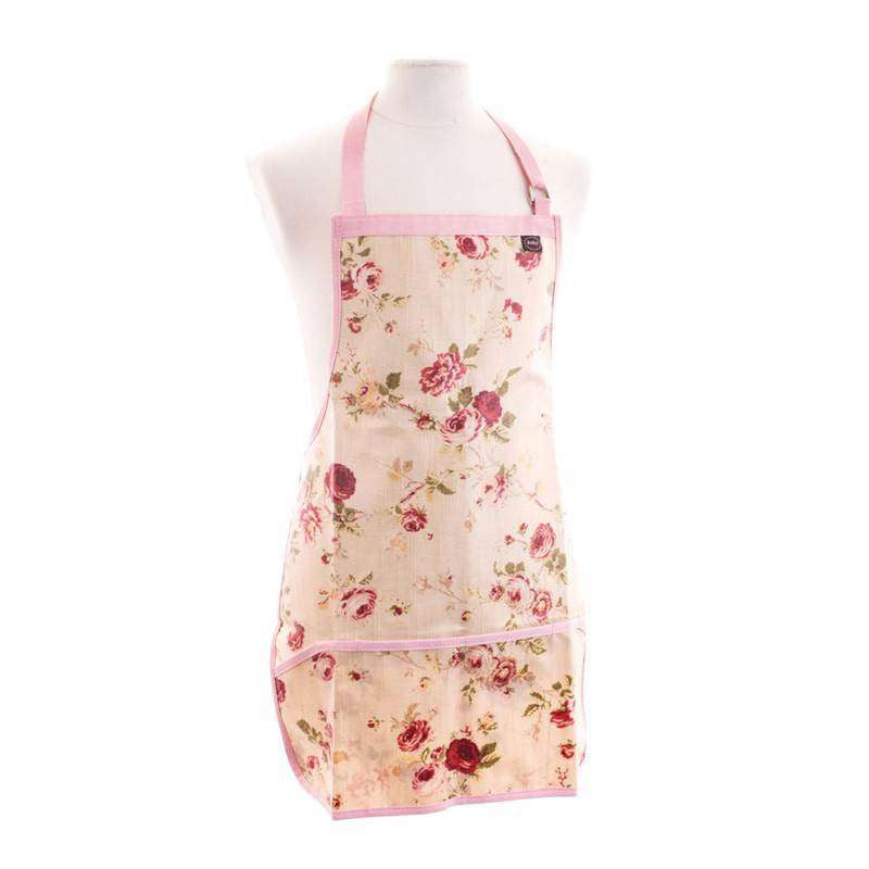 Coated Cotton Floral Apron - Available In Green/Pink/Blue