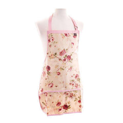 Coated Cotton Floral Apron - Available In Green/Pink/Blue