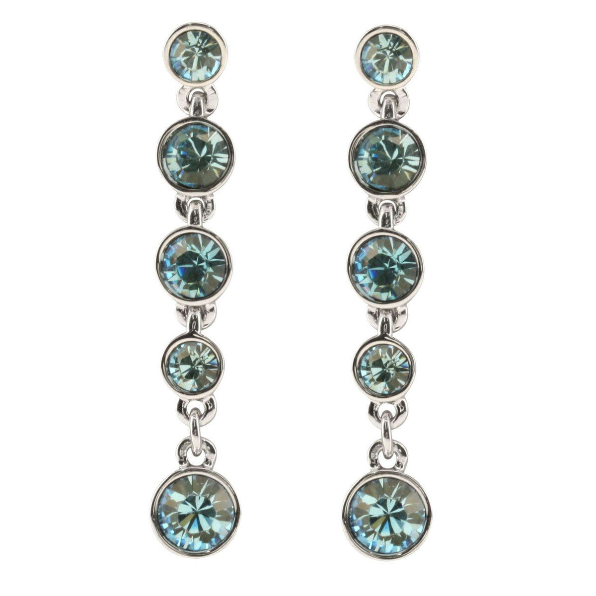 Crystal Fringe Tiara Earrings - Aqua Blue