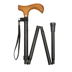 Deluxe Folding Walking Stick - Black