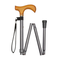 Deluxe Folding Walking Stick - Black Check