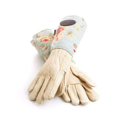 Floral English Leather, Linen Gardening Gloves