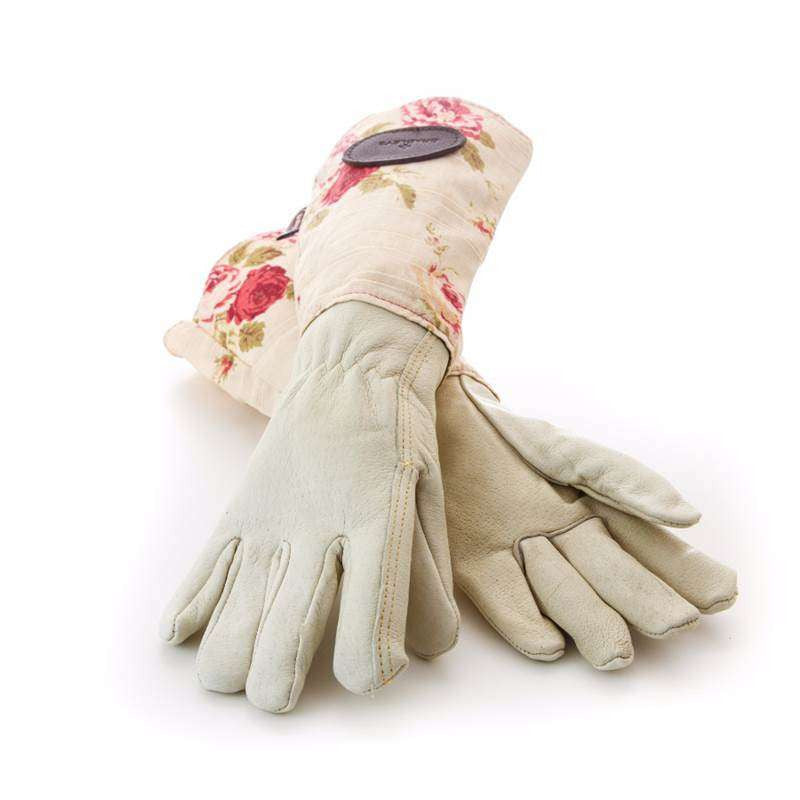 Floral English Leather, Linen Gardening Gloves