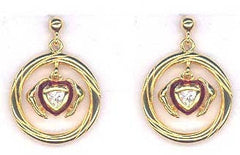 Gold-Toned Silver Lovers' Gimmel Ring Earrings - TimeLine Gifts