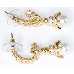 Hooped Earrings with Cream Faux Pearl - TimeLine Gifts