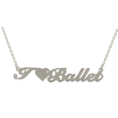 "I Love Ballet" Pendant Polished Silver-toned - TimeLine Gifts