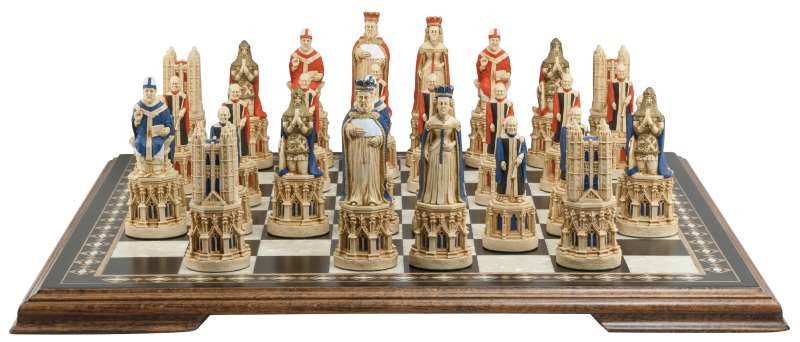 Medieval Cathedral - Hand Painted Chess Set