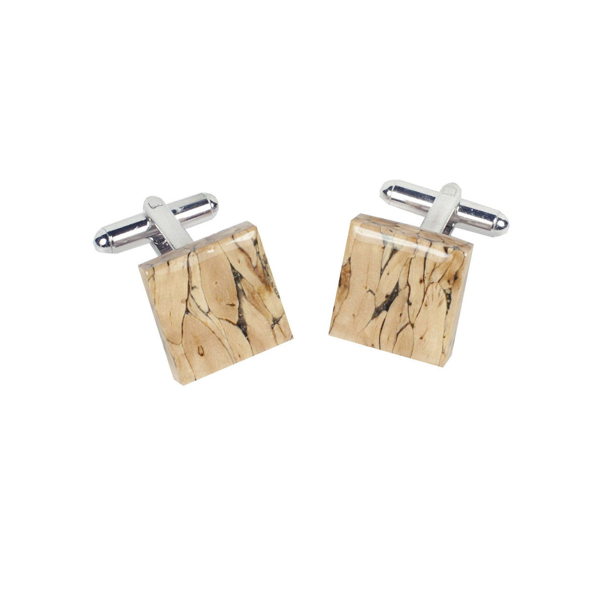 Natural Square Heather Cufflinks