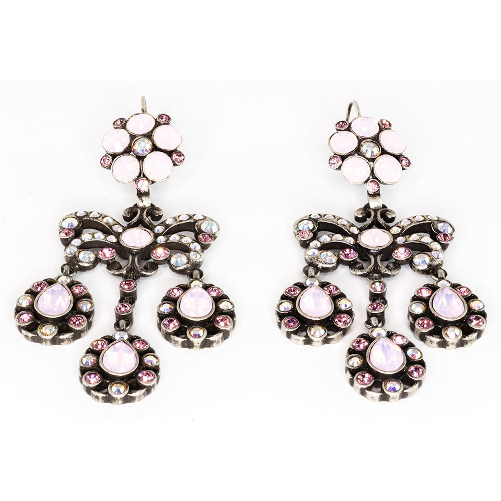 Pink Garland Triple Droplet Earrings - TimeLine Gifts