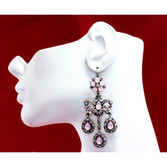 Pink Garland Triple Droplet Earrings - TimeLine Gifts